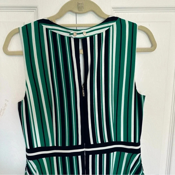 Elegant Striped Green and Blue Dress - Picture 6 of 13